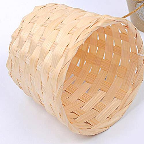 Woven Basket 5 Pcs Desktop Bamboo Weaving Storage Basket Small Bamboo Woven Storage Box Flower Pot Garbage Can for Debris Crafts Jewelry Organizer Desk Decoration Wicker Storage Basket