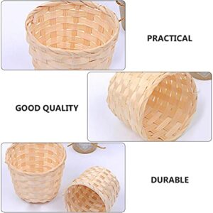 Woven Basket 5 Pcs Desktop Bamboo Weaving Storage Basket Small Bamboo Woven Storage Box Flower Pot Garbage Can for Debris Crafts Jewelry Organizer Desk Decoration Wicker Storage Basket