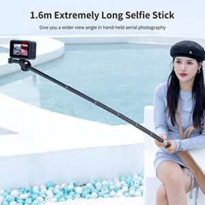 63inch Extension Selfie Stick for INSTA360 for GoPro 11 10 9 8 7, Insta Insta360 One X2 X One R EVO Action Cameras, Smartphone Gimbal Extension Pole for Sports Cam, Black