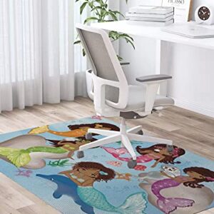 Radixnine Girls Bedroom Rugs Mermaid Room Rugs Bedroom Rugs Black Girls Large Area Rugs Teenage Girls Room Decor Anti-Slip Comfort Floor Mats Lounge Chair Rugs 39 * 59 Inches