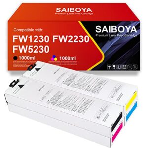 saiboya comcolor fw1230 fw-1230 ink cartridge (sg-7250 sg-7251 sg-7252 sg-7253) replacement for riso comcolor fw1230 fw2230 fw5230 fw5231 fw5000 printers,1000ml 4 pack.