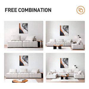 Acanva Modern Modular Sectional Single Sofa Couch, Accent Armless Chair with Removable Back Cushion for Living Room, Apartment, Small Space, Beige