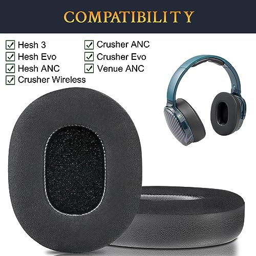 SOULWIT Cooling-Gel Earpads Cushions Replacement for Skullcandy Hesh 3/ANC/Evo & Crusher Wireless/ANC/Evo & Venue ANC Over-Ear Headphones,Ear Pads Cushions with Noise Isolation Foam