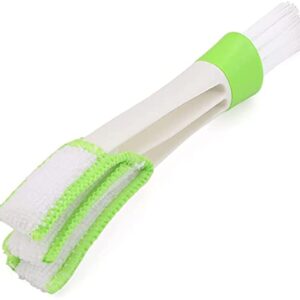 CHEYIXUAN Double Ended Mini Dust Blind Cleaner Car Vent Brush Window Blind Brush Hand Held Magic Brush Blind Duster for House Car Office White and Green, 17cm 4.5cm 2.5cm