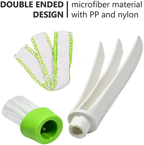 CHEYIXUAN Double Ended Mini Dust Blind Cleaner Car Vent Brush Window Blind Brush Hand Held Magic Brush Blind Duster for House Car Office White and Green, 17cm 4.5cm 2.5cm