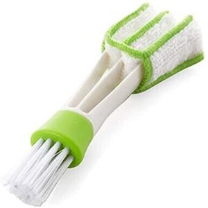 CHEYIXUAN Double Ended Mini Dust Blind Cleaner Car Vent Brush Window Blind Brush Hand Held Magic Brush Blind Duster for House Car Office White and Green, 17cm 4.5cm 2.5cm