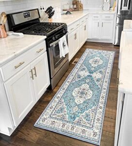 iohouze boho runner rug, 2x6 vintage kitchen rugs oriental distressed carpet runner washable non-slip hallway floor runner for living room entryway
