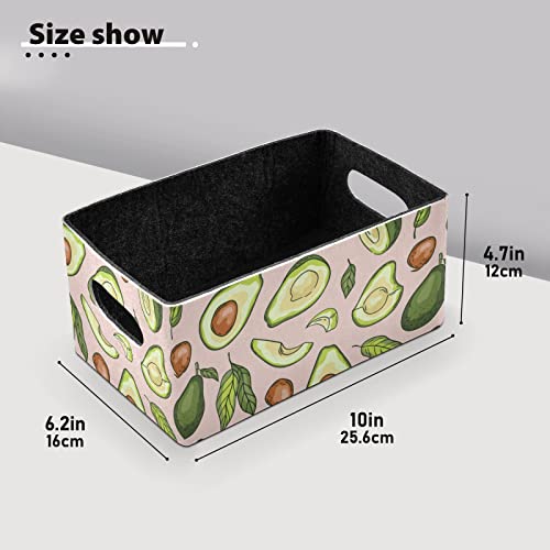 Avocado Storage Basket Felt Storage Bin Collapsible Felt Storage Cloth Baskets Containers Organizer for Pet Supplies Magazine