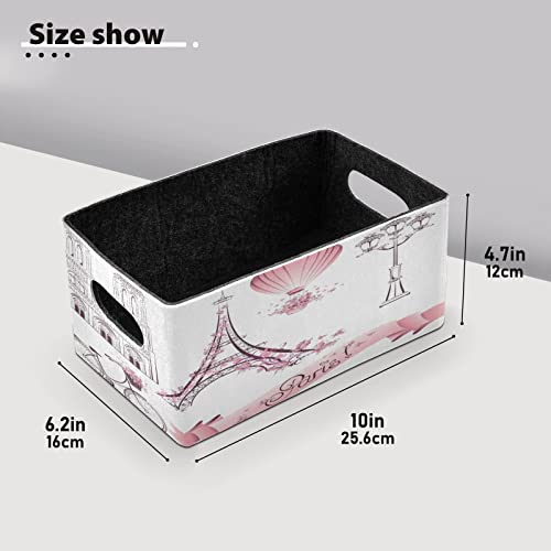 Paris Slandmarks Storage Basket Felt Storage Bin Collapsible Storage Box Cloth Baskets Containers Organizer for Kids Bedroom Magazine