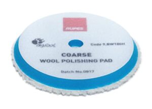 rupes wool polishing pad for car sanding, polishing & waxing, dual action polisher pad, car cleaning supplies for compounding(blue, 150/170mm, coarse)