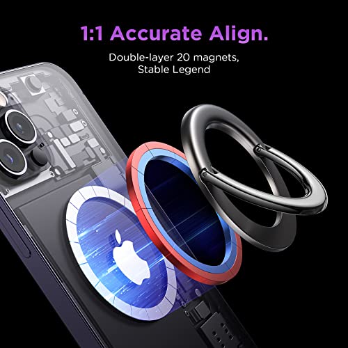 Compatible for Magsafe Ring Holder Grip Magnetic Phone Ring Holder Cell Phone Grip for Back of Phone Gripper Loop Finger Holder Adjustable Kickstand for iPhone 13 12 14 14Plus 14 Pro Max MagSafe Case