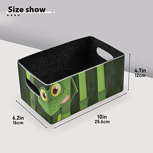 Frog Bamboo Storage Basket Felt Storage Bin Collapsible Towel Storage Convenient Box Organizer for Pet Supplies Magazine