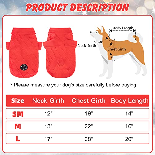 FATCOOLGOO Knitted Dog Sweater for Girl - Classic Cable Knit Turtleneck Winter Coat Apparel, Dog Clothes with Leash Hole for Cold Weather, Ideal Gift for Pet