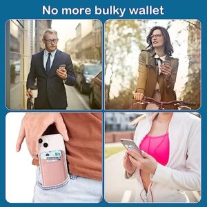 Fulgamo 2Pack Phone Wallet,Leather Phone Card Holder Adhesive Stick On Credit Card Pocket for Back of Phone Case iPhone and Android-Pink,Blue