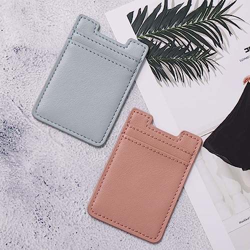 Fulgamo 2Pack Phone Wallet,Leather Phone Card Holder Adhesive Stick On Credit Card Pocket for Back of Phone Case iPhone and Android-Pink,Blue