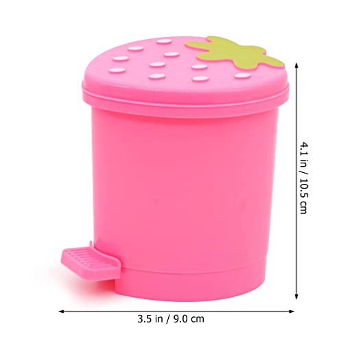 Toddmomy Kawaii Decor Strawberry Trash Can Cute Strawberry Desk Trash Can Small Plastic Kawaii Trash Can Cute Trash Can for Home, Desk, Car, Office, Kitchen (Pink) Pink Room Decor