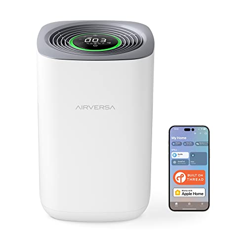 Airversa HomeKit Air Purifier with Thread, 𝗥𝗲𝗾𝘂𝗶𝗿𝗲𝘀 𝗧𝗛𝗥𝗘𝗔𝗗 𝗘𝗻𝗮𝗯𝗹𝗲𝗱 𝗔𝗽𝗽𝗹𝗲 𝗛𝗼𝗺𝗲 𝗛𝘂𝗯 3-Stage H13 True HEPA Filter Smart Air Cleaner 1000 sq.ft Purelle AP2