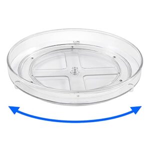 LEEYUBAY Lazy Susan Organizer Plastic Clear Lazy Susan Turntable for Cabinet 9.2" Round Rotating Spice Rack Cosmetic Makeup Organizers for Kitchen Vanity Countertop Fridge Bathroom (9.2 Inch - 2 Tier)