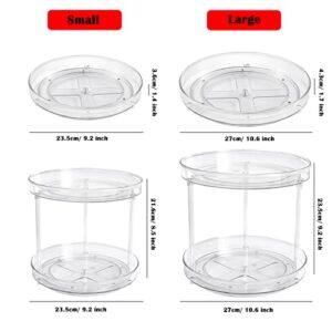 LEEYUBAY Lazy Susan Organizer Plastic Clear Lazy Susan Turntable for Cabinet 9.2" Round Rotating Spice Rack Cosmetic Makeup Organizers for Kitchen Vanity Countertop Fridge Bathroom (9.2 Inch - 2 Tier)