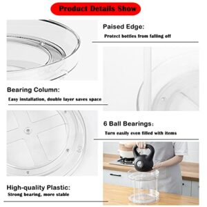 LEEYUBAY Lazy Susan Organizer Plastic Clear Lazy Susan Turntable for Cabinet 9.2" Round Rotating Spice Rack Cosmetic Makeup Organizers for Kitchen Vanity Countertop Fridge Bathroom (9.2 Inch - 2 Tier)