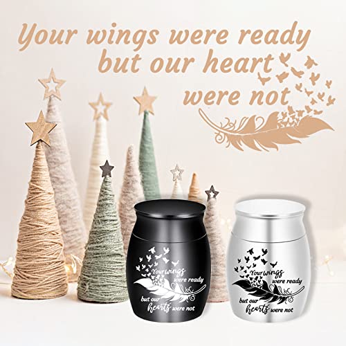 Small Keepsake Urns for Human Ashes - Set of 6 - Share Urn with Family & Friends Mini Cremation Urns with Feather Seagull Pattern Stainless Steel Memorial Ashes Holder (6Pcs Urn)