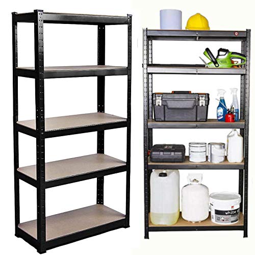 Autofather 5-Tier Metal Shelving Unit, 29”W x 12”D x 66”H, Heavy Duty Adjustable Storage Rack, 4000 lbs Load Capacity (Total), for Garage, Basement, Warehouse