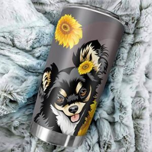 Featmalnr Chihuahua Dog Tumbler With Flip Lid Stainless Steel Coffee Cups Vacuum Insulated Travel Mug for Ice Drink Travel Mug for Office Coffee Cups High-capacity Water Cups Chihuahua Dog 20oz