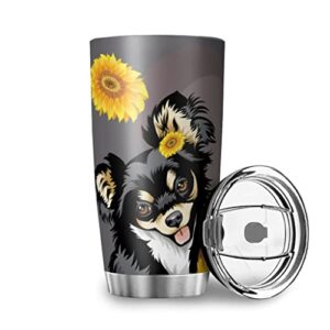 Featmalnr Chihuahua Dog Tumbler With Flip Lid Stainless Steel Coffee Cups Vacuum Insulated Travel Mug for Ice Drink Travel Mug for Office Coffee Cups High-capacity Water Cups Chihuahua Dog 20oz