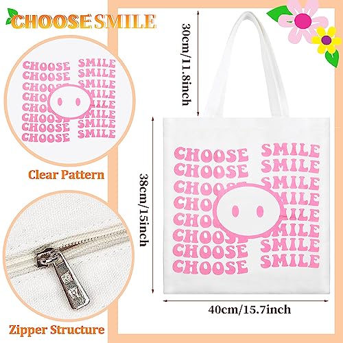 Canvas Tote Bag with Zipper Handles for Women Teacher Bridesmaid Birthday Wedding Mother Ladies Shopping Gift Bags