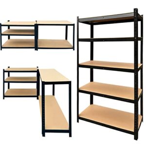 autofather metal storage shelves, heavy duty steel 5 tier utility shelves with adjustable shelves, bolt-free assembly, high weight capacity, garage organization storage rack, 39" l x 20''w x 77" h