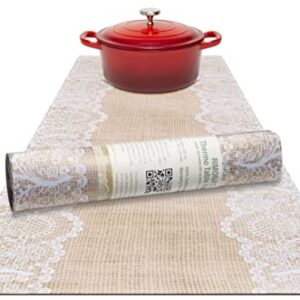 RIMONA'S Thermo Heat Resistant Table Runner and Trivet for Hot Dishes - Waterproof Hot Plates to Protect Table and Countertop - Kitchen & Dining 350F Heat Protector 40" - The Everyday Jute Lace