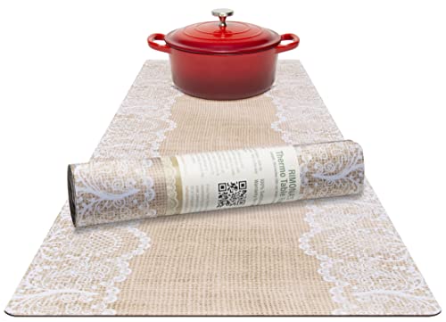 RIMONA'S Thermo Heat Resistant Table Runner and Trivet for Hot Dishes - Waterproof Hot Plates to Protect Table and Countertop - Kitchen & Dining 350F Heat Protector 40" - The Everyday Jute Lace