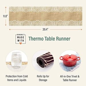 RIMONA'S Thermo Heat Resistant Table Runner and Trivet for Hot Dishes - Waterproof Hot Plates to Protect Table and Countertop - Kitchen & Dining 350F Heat Protector 40" - The Everyday Jute Lace