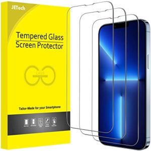 jetech full coverage screen protector for iphone 13 pro max 6.7-inch, 9h tempered glass film case-friendly, hd clear, 3-pack