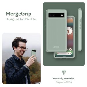 TUDIA DualShield Grip Designed for Google Pixel 6a Case (2022), [MergeGrip] Shockproof Military Grade Dual Layer Slim Raised Edge Protection for Pixel 6a - Green Lily