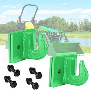 2 pack 3/8" tractor bucket grab hook, g70 forged steel bolt on grab hook for tractor bucket, heavy duty tow hook with backer plate available work well for loader buckets, truck rv, utv (green)