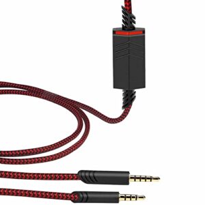 mqdith 2.0m replacement audio cable compatible with astro a40 a40tr gaming headset, inline mute wire and no volume control cord (nylone cord, red/black)