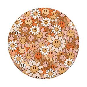 Yellow Smile Happy Face Daisy 70s Aesthetic Style & Fashion PopSockets Swappable PopGrip