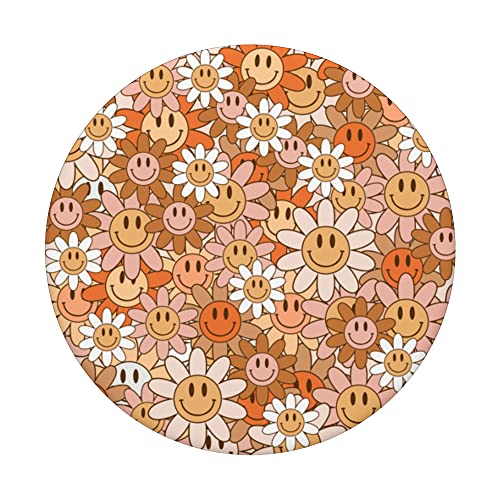 Yellow Smile Happy Face Daisy 70s Aesthetic Style & Fashion PopSockets Swappable PopGrip