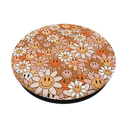 Yellow Smile Happy Face Daisy 70s Aesthetic Style & Fashion PopSockets Swappable PopGrip