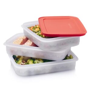 tupperware brand freezer mates plus stackables set - includes 1 lid & 3 food storage containers - airtight, dishwasher safe & bpa free