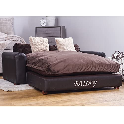 Moots Premium Leatherette Pets Sofa, Personalized, Espresso, X-Large