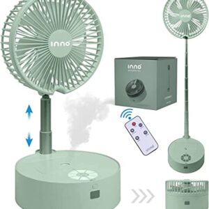 Portable Fan & Essential Oil Diffuser – Foldable Standing or Desk Fan with Night Light, Air Diffuser, Humidifier – 24 Hr. Run Time (Green)