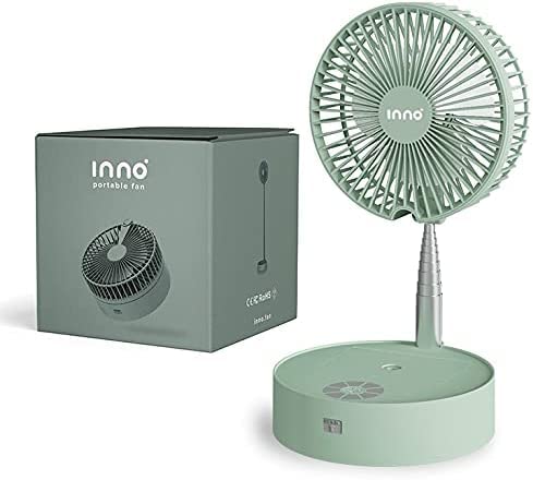 Portable Fan & Essential Oil Diffuser – Foldable Standing or Desk Fan with Night Light, Air Diffuser, Humidifier – 24 Hr. Run Time (Green)