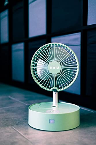 Portable Fan & Essential Oil Diffuser – Foldable Standing or Desk Fan with Night Light, Air Diffuser, Humidifier – 24 Hr. Run Time (Green)