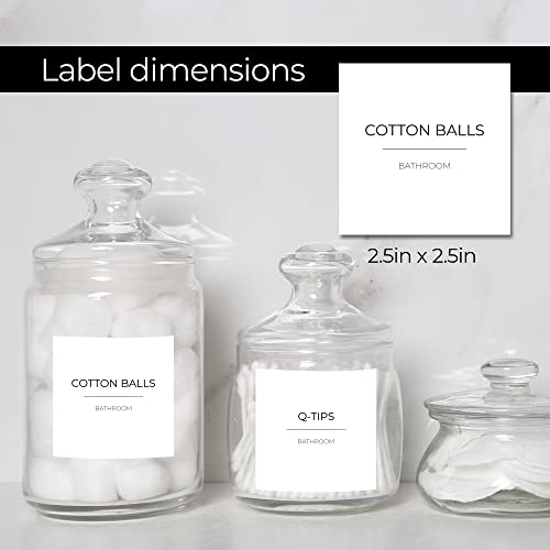 101 Bathroom Labels for Storage and Containers | White Minimalist Preprinted Labels for Jars | Bathroom Labels for Storage Bins | Bathroom Organization Labels for Containers | Bathroom Storage Labels