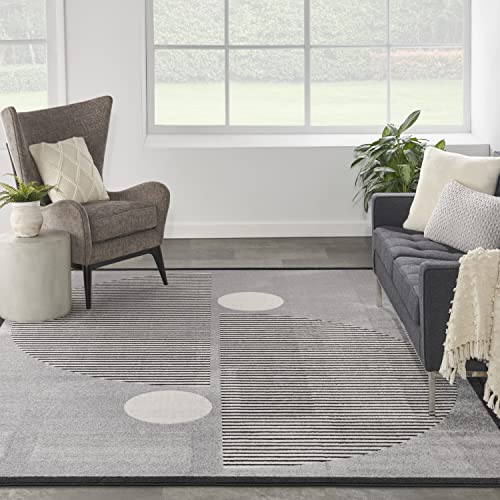 Nourison Modern Passion Geometric Grey/Black 7'10" x 9'10" Area -Rug, Easy -Cleaning, Non Shedding, Bed Room, Living Room, Dining Room, Kitchen (8x10)