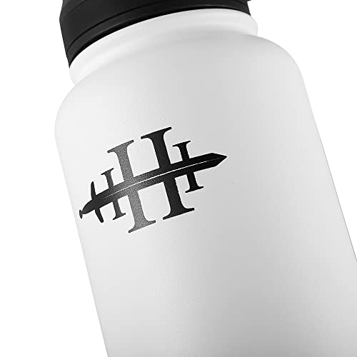 HAYATY Sports Water Bottle - 32 Oz, (Spout Lid), Leak Proof, Vacuum Insulated Stainless Steel, Double Walled, Thermo Mug, Metal Canteen (White)