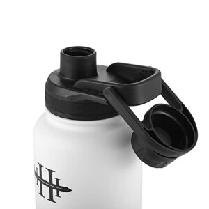 HAYATY Sports Water Bottle - 32 Oz, (Spout Lid), Leak Proof, Vacuum Insulated Stainless Steel, Double Walled, Thermo Mug, Metal Canteen (White)