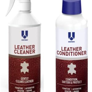 UNITERS Leather Cleaner and Conditioner Foam Solution Cream Bundle, for use of Leather Furniture, Car Interior, Apparel, Boots, Shoes, Bags, and More